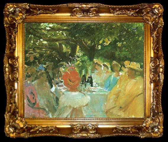 framed  Michael Ancher frokost i haven, ta009-2